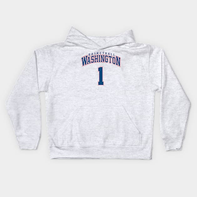 Washington Basketball - Player Number 1 Kids Hoodie by Cemploex_Art